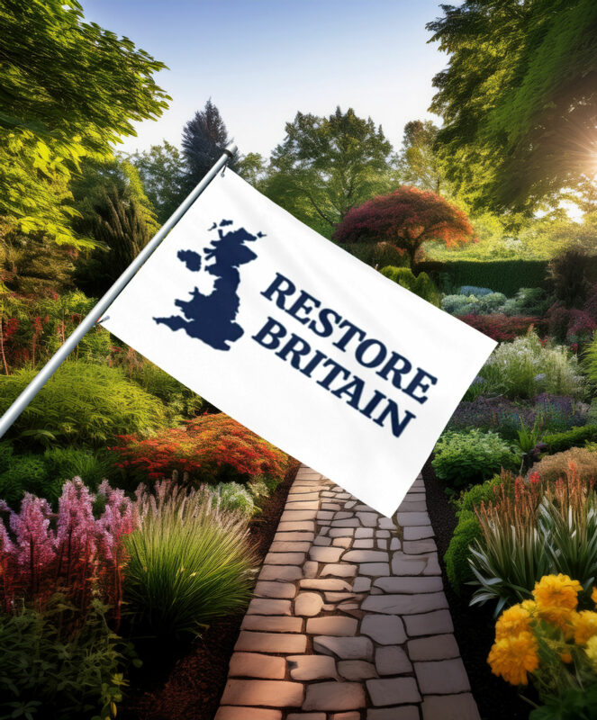 Minimalist Restore Britain Blue Map Flag