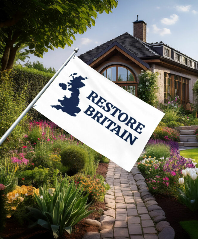 Minimalist Restore Britain Blue Map Flag
