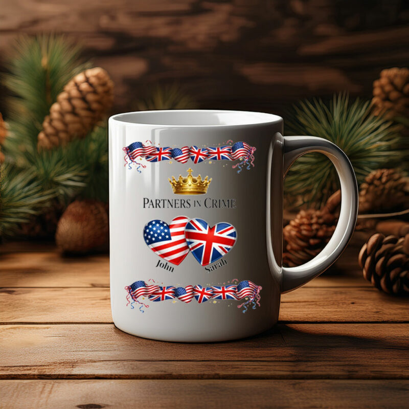 Personalized Union Jack USA Flag Mug