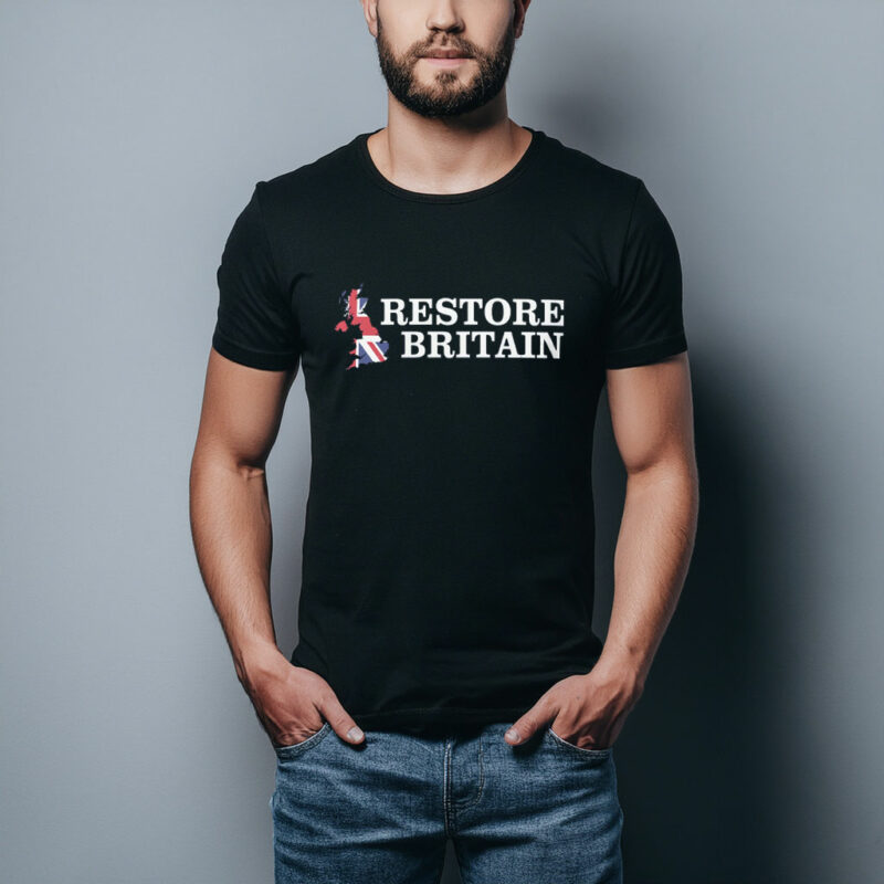 Printed Cotton Shirt British Flag Politics Party Restore Britain T-Shirt