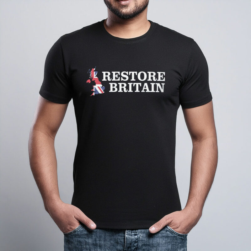 Printed Cotton Shirt British Flag Politics Party Restore Britain T-Shirt