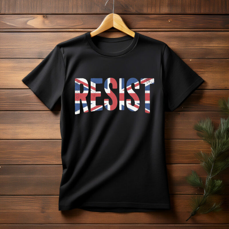 Resist T-Shirt UK Flag Protest Tee Vintage Political Shirt