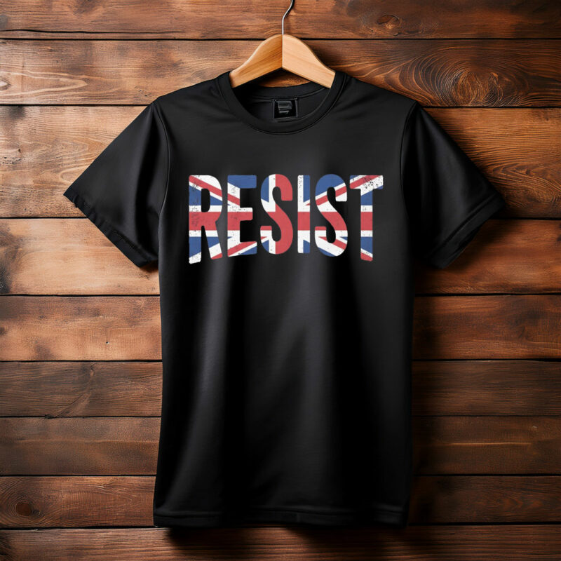 Resist T-Shirt UK Flag Protest Tee Vintage Political Shirt