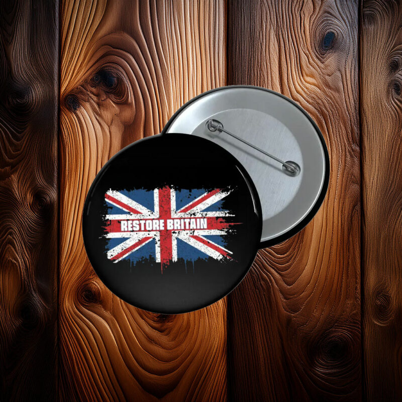 Restore Britain Grunge Union Jack Button
