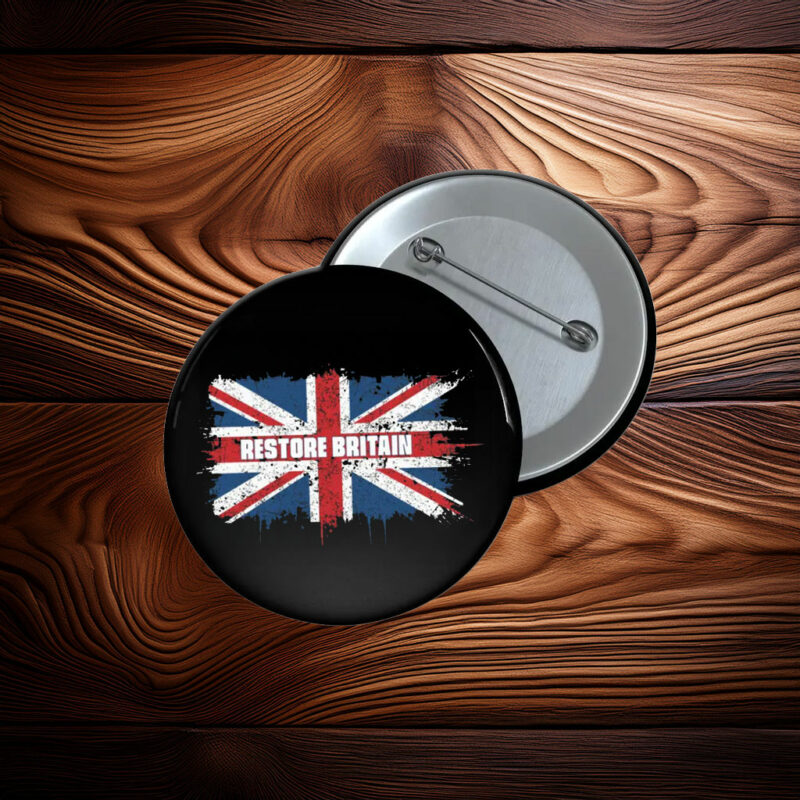 Restore Britain Grunge Union Jack Button