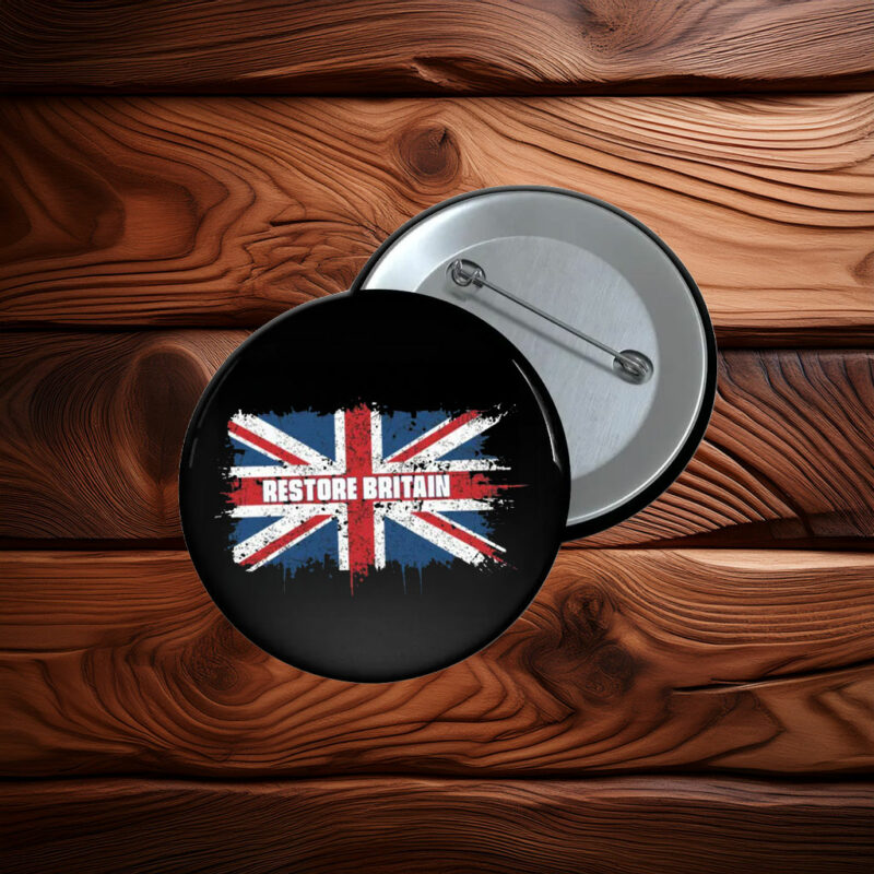 Restore Britain Grunge Union Jack Button
