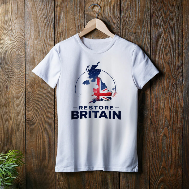 Restore Britain Patriotic Supporter UK Slogan Graphic Shirt