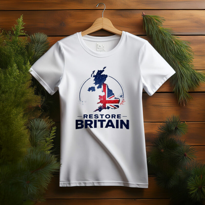 Restore Britain Patriotic Supporter UK Slogan Graphic Shirt