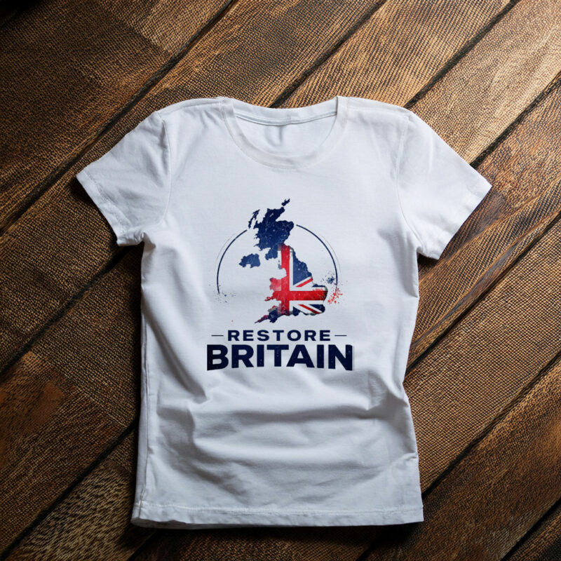 Restore Britain Patriotic Supporter UK Slogan Graphic Shirt