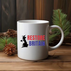 Restore Britain Red Blue Text Mug