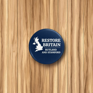 Restore Britain Rutland and Stamford Pin Button