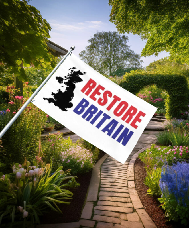 Restore Britain Tricolor Map Flag