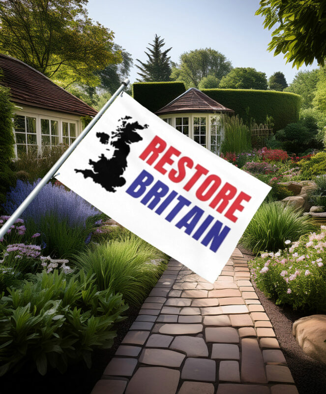 Restore Britain Tricolor Map Flag