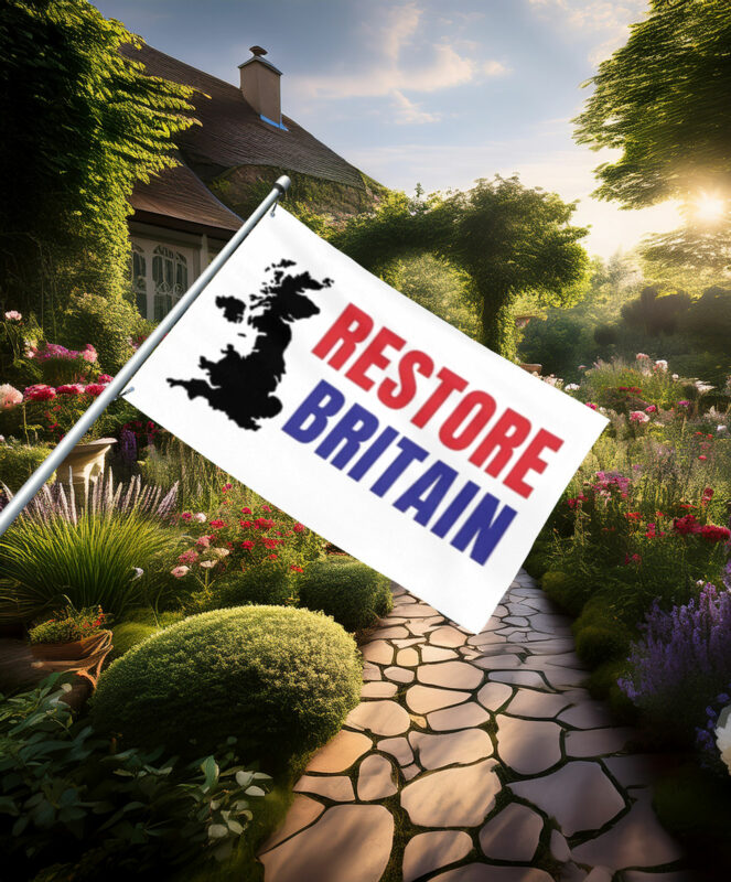 Restore Britain Tricolor Map Flag