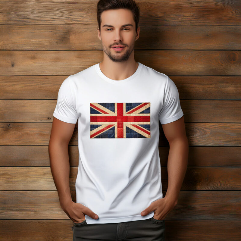 UK Flag Patchwork T-Shirt, Union Jack Quilt Style Tee