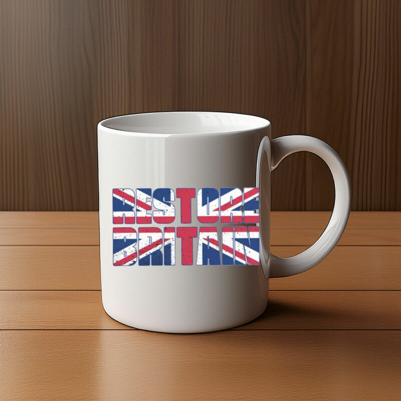 Union Jack Bold Lettering Restore Britain Mug