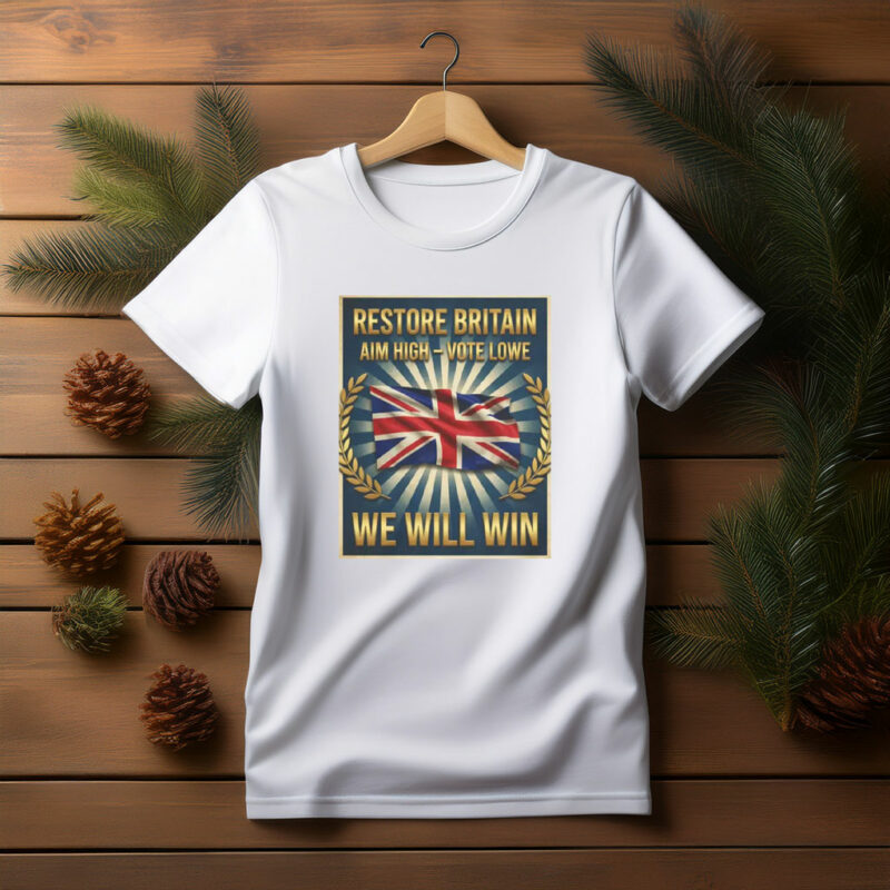 Union Jack Vote Lowe Aim High We Will Win Vintage T-Shirt