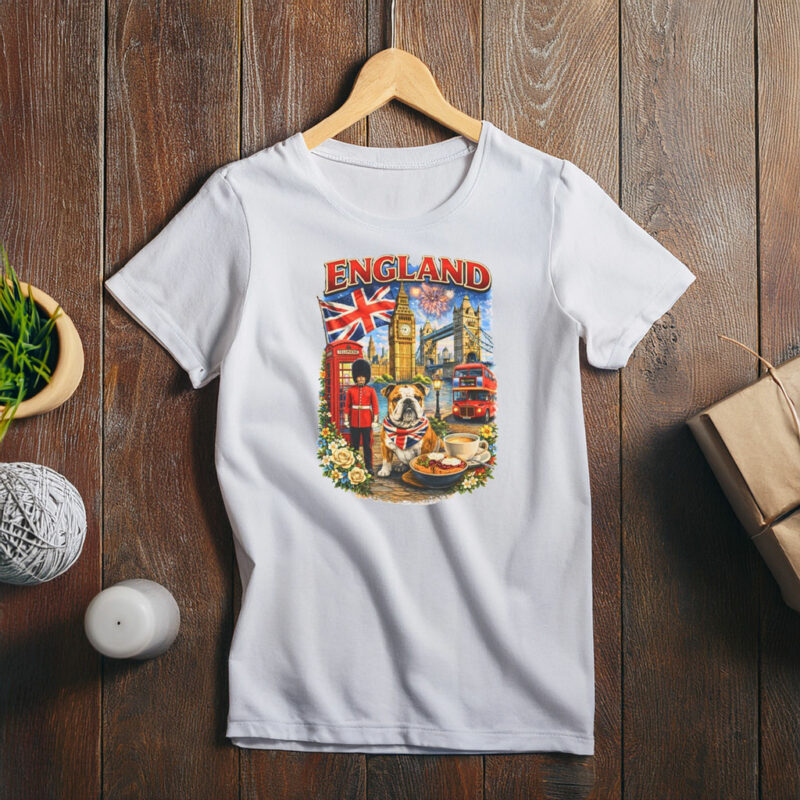 Vintage England Bulldog London Travel Shirt – British Souvenir Tee