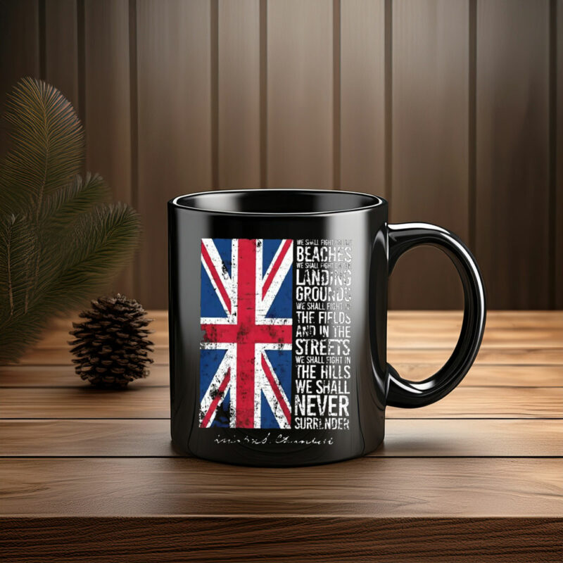 Vintage UK Flag Never Surrender Quote Mug
