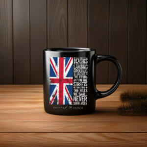 Vintage UK Flag Never Surrender Quote Mug