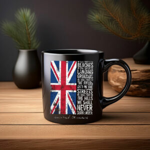 Vintage UK Flag Never Surrender Quote Mug