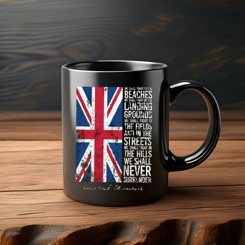 Vintage UK Flag Never Surrender Quote Mug