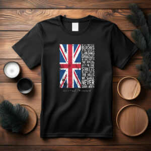 Vintage UK Flag Never Surrender Quote T-Shirt