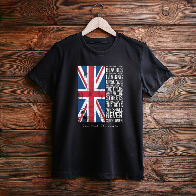 Vintage UK Flag Never Surrender Quote T-Shirt