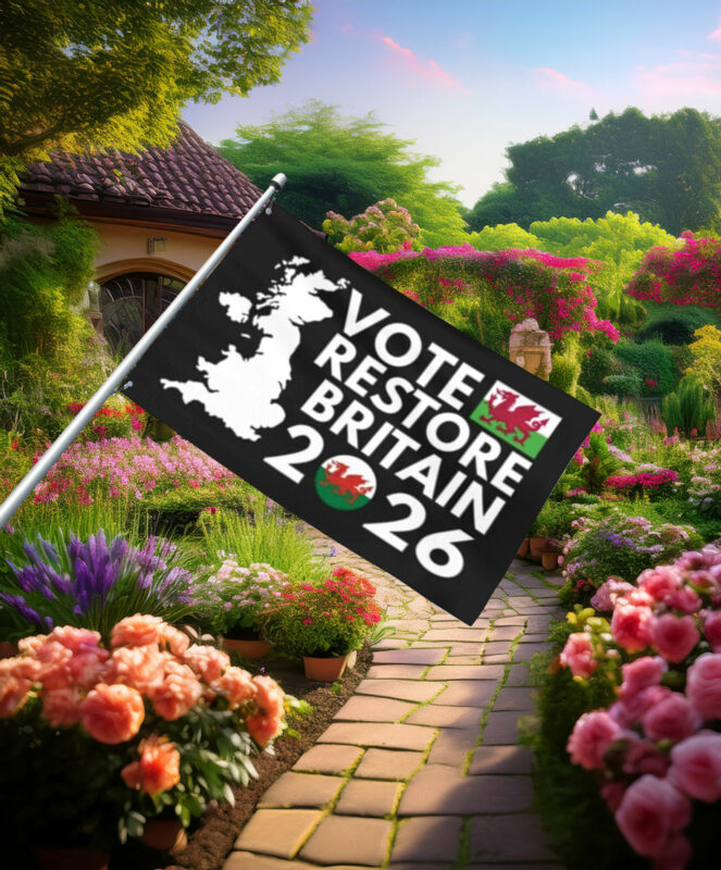 Vote Restore Britain 2026 Welsh Dragon Flag