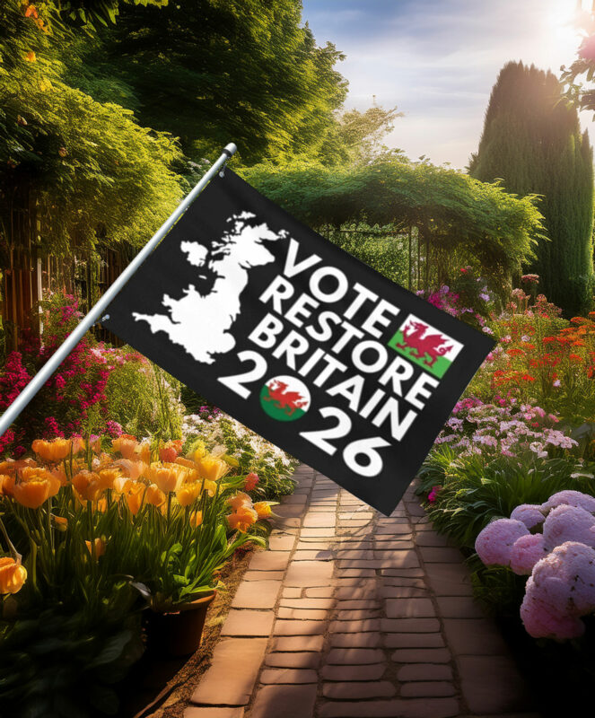 Vote Restore Britain 2026 Welsh Dragon Flag