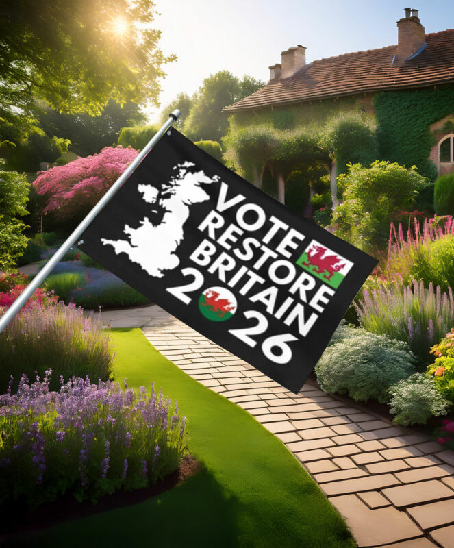 Vote Restore Britain 2026 Welsh Dragon Flag