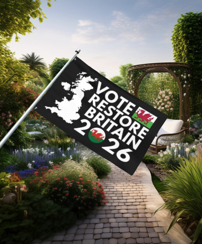 Vote Restore Britain 2026 Welsh Dragon Flag
