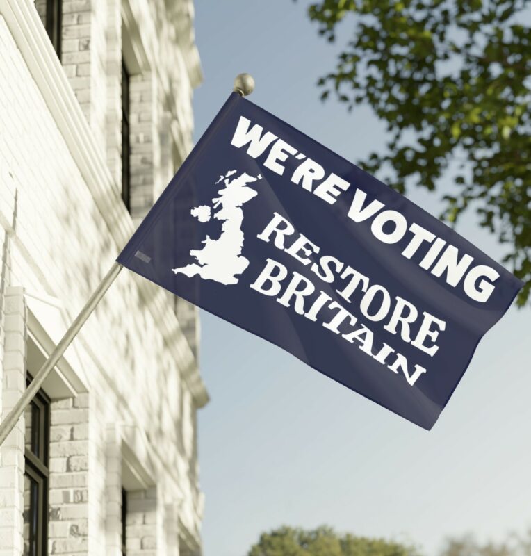 We’re Voting Restore Britain Flag