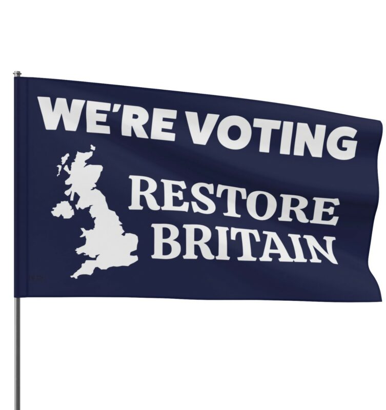 We’re Voting Restore Britain Flag
