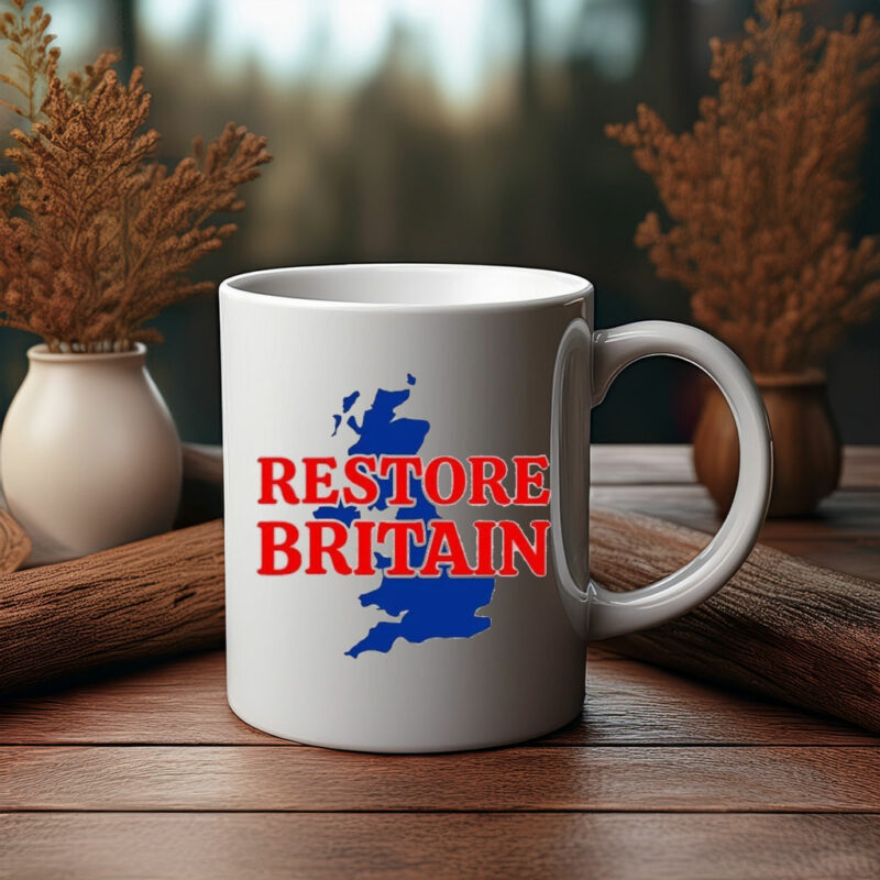 Restore Britain Blue UK Map Patriotic Mug
