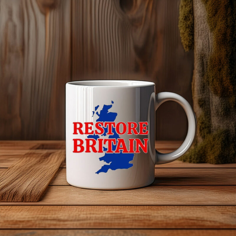 Restore Britain Blue UK Map Patriotic Mug