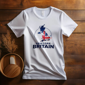 Restore Britain Patriotic Supporter UK Slogan Graphic T-Shirt