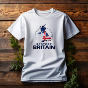 Restore Britain Patriotic Supporter UK Slogan Graphic T-Shirt