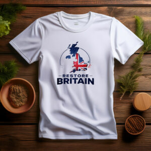 Restore Britain Patriotic Supporter UK Slogan Graphic T-Shirt