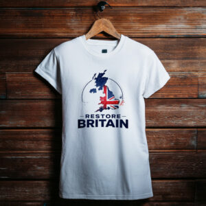 Restore Britain Patriotic Supporter UK Slogan Graphic T-Shirt